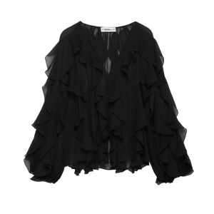 BANA plus Size V-Neck Long Sleeve Chiffon Shirt Women Spring Loose Fit Straight Tube Blouse Button Closure Casual Office Wear