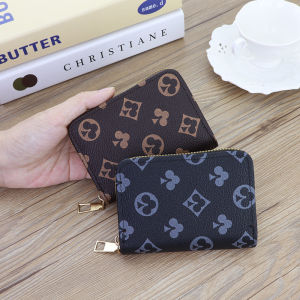 Fashion Pattern Mini Card Holder Compact Wallet Coin Purse Portable Leather Pouch Multi-Functional Zipper Storage Bag
