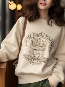 Fashionable American Style Womens Sweatshirt Slimming Vintage Autumn Top Printed Cotton Long Sleeve round Neck Casual Wear