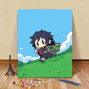 Bandai | Q-version Demon Slayer Anime Oil Painting By Numbers Modern Wall Decor for Living Room Bedroom Perfect Gift No Frame