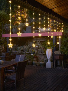 Ban Công Ngoài Trời Đèn Led Trang Trí Nhiều Màu Sắc Ngôi Sao Nhấp Nháy Đèn Năng Lượng Mặt Trời Bầu Không Khí Màn Đèn Phong Cách Scandinavia