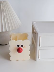 Adorable Red-Nosed Acrylic Pen Holder Original Design Remote Control Cosmetic Brush Storage Box Desktop Stationery Organizer