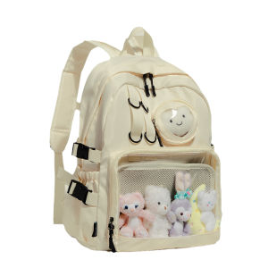 Large Capacity Canvas Student Backpack Travel Laptop Bag Shoulder Pain Relief Blue Bear Leisure Double Shoulder Bag for School