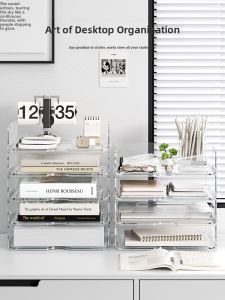 Desktop File Storage Rack A4 Paper Layered Drawer Style Organizer Box Office Desk Position Transparent Acrylic Drawer Organizer