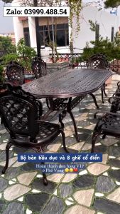 Bộ bàn ghế sân vườn ngoài trời Đẹp Bộ bàn ghế ban công ngoài trời nhôm đúc Bàn ghế ngoài trời - VN22