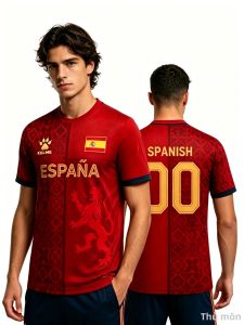 Kelme | Áo Đấu Bóng Đá KELME Tây Ban Nha 2026 Dành Cho Giới Trẻ Áo Phông Nam Thời Trang Thoáng Khí Nhanh Khô Tay Ngắn Quà Tặng Ngày Thi Đấu