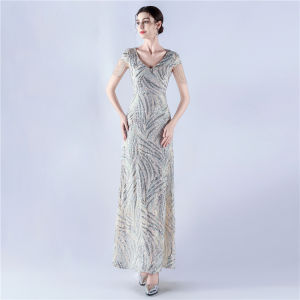 Large Swing Dress for Women Glamour Dense Shiny Sequin Craft Nail Bead Female Evening Dresses