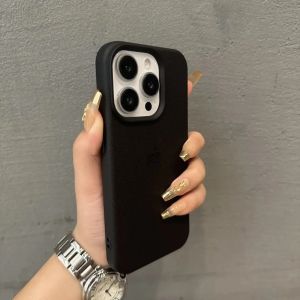 Luxury Leather Lichee Pattern Case for iPhone 15 16 14 17 Pro Max Air 13 12 11 X Xr Xs 8 7 Plus Candy Solid Color Slim Cover