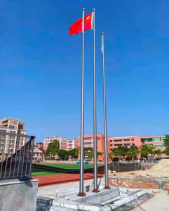 Stainless Steel Outdoor Flagpole 12m Cone Shaped Electric Rising Enterprise School Construction Site High Flagpole 15m