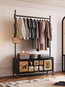 Meisda Indoor Floor Standing Clothes Rack Bedroom Bedside Night Clothes Storage Shelf in Integrated Cabinet Hat Stand Metal