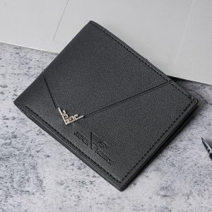 Fashionable 2025 Mens Short Casual Wallet Leather Student Coin Purse Multi-Card Slot Vintage Style Polyester Lining Youth Wallet