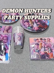 Kpop Demon Hunters Party Supplies Set/Kpop Demon Hunters Decoration/Event Kit/Birthday Ornament【FireheartWarrior】