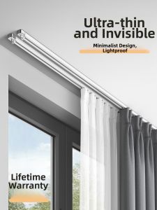 WEILAISHI | Slim Silent Invisible Curtain Track Hooked Rail