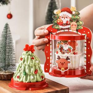 Christmas Cake Packing Box Transparent Hand Mini Dessert Take out Box Christmas 2-Inch Paper Cup Cake Box