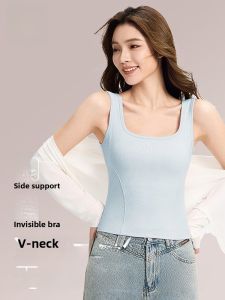 Miiow | Womens Cool Sensation Strap Vest 2025 New Style With Chest Pad Anti-Light Inner Wear Outer Wear Seamless Beautiful Back
