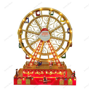 XM6-180350 Skyant Christmas Rotating Santa Ferris Wheel with LED Lights and Music