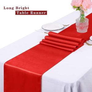 ผ้าไหมปูโต๊ะชุดแต่งงานผ้าซาตินยาวสีแดง30ซม. X 275ซม. สำหรับจัดเลี้ยงงานแต่งงานงานเลี้ยงจบการศึกษาโต๊ะงานเลี้ยงวันเกิดตกแต่งเก้าอี้