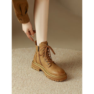 Fashionable Retro British Style Martin Boots Leather Short Tube Lace-Up Womens Shoes Sport Outdoor Accessories