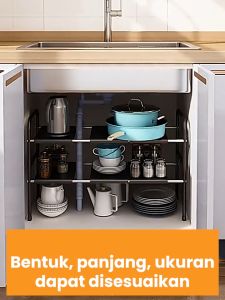 Dejavu Rak Dapur Rak Susun Portable Rak Dapur 2 Tingkat Rak Sepatu Rak Susun Serbaguna HRM160