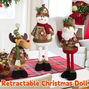 Christmas Retractable Stuffed Toy Snowman Elk Santa Claus New Year Childrens Gift Party Decoration