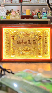 [67x98] Cửu Huyền Thất Tổ bằng đồng khung gỗ cao cấp ngang 98cm cao 67cm – CÓ ĐÈN