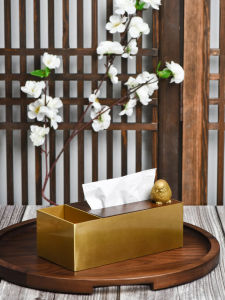 New Chinese Style Brass Napkin Box Living Room High-End Affordable Luxury Remote Control Storage Box Solid Wood Cover Metal Paper Extraction Box