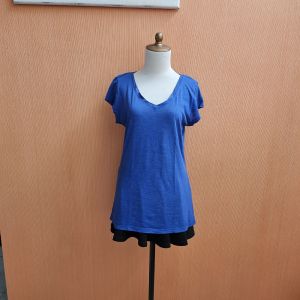 atasan kaos wanita biru elektrik birel M L cewek lengan pendek santai nyaman