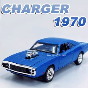 1:32 Charger 1970 Model Car Toys Alloy Diecast Electroplate Models Sound Light Doors Opened Pull Back Ornament Cars Boys Gifts