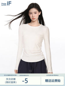 Áo Thun Cotton Dài Tay Màu Trắng Cho Nữ Mùa Xuân Thu Ôm Vừa Vặn Cổ Tròn Tay Dài Ngắn Màu Trơn Áo Lót Bên Trong