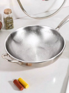 BAICHANG | Non-stick Coating Free Pure Titanium Hammered Pattern Frying Pan
