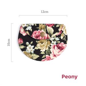 Mini Coin Purse Womens Cute Cotton Fabric Compact Money Bag Japanese Style Hand-Held Artistic Literature Bag for Youth