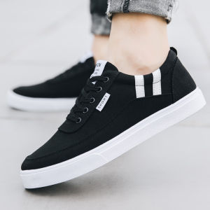 Spring 2024 Mens Canvas Shoes Casual Sporty Korean Style Versatile Cloth Shoes Student Leisure Board Shoes Breathable Lace-Up Flat Heel Rubber Outsole