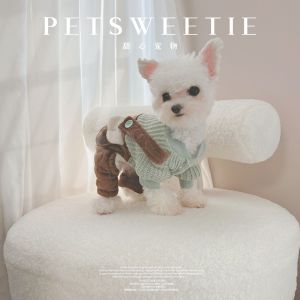 Thick Knitted Pet Clothes for Dogs Chic Four-Leg Sweater Teddy Cotton Coat Autumn Winter Warm Soft Woolen Pet Apparel
