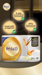 Tissue PASEO Kitchen Towel Calorie Absorb isi 3 Roll / Tisue Dapur Premium 70 Sheet / Tissue Premium Untuk Serap Menyerap Minyak / 1 PACK Tisu