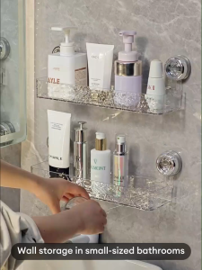 JOTO Bathroom Organizer Rack Toilet Organizer Rack Aesthetic Corner Shelf Wall Mounted Organizer