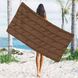 brown cable knit texture Quick Drying Microfiber Beach Towel Lightweight for Swimming Camping Yoga - Bath Towel