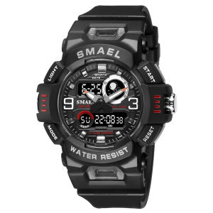 SMAEL Men Sport Watch LED Light Alarm Digital Clock Dual Time Display Week 50m Waterproof Military Wristwatch Male Clocks 8063