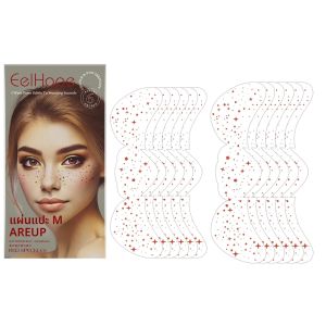 สติกเกอร์ติดหน้าลายจุดประกายวิ้ง สติกเกอร์ปลอมลายกระ สีทองเมทัลลิก รูปทรงไม่สม่ำเสมอ กันน้ำ ติดชั่วคราว ลายดาว สำหรับตกแต่งตัวเองในงานปาร์ตี้หรือใช้ในชีวิตประจำวัน