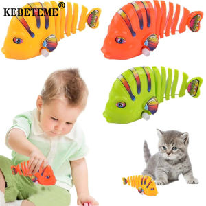KEBETEME 3PCS Plastic Wind-Up Wiggle Fish Toys Running Clockwork Classic Toy Newborn Spring For Children Pets