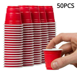 2 oz Red Mini Beer Pong Cups American Disposable Mini Red Cups Shot Glass Shotglass Plastic Cups Party Accessory 20/50PCS