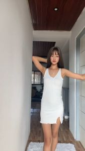 ClothingHub WHITE PLAIN Chic Scoopback Dress Fit from small to Large