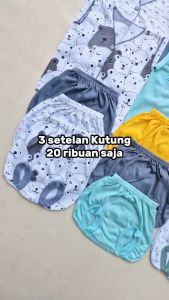 3set Baju bayi tanpa lengan Setelan baju bayi 0 3 bulan lengan kutung yukensi murah banyak warna