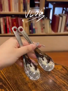 10Pcs Thick Heavy Steel Soup Spoons / Polished Stainless Steel Soup Spoons / Modern Korean Tableware Spoons