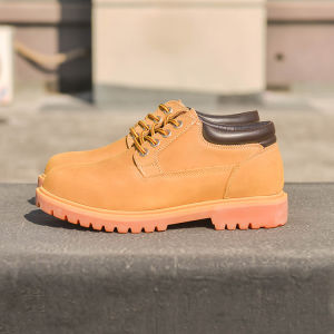 Retro Leather Low-cut Yellow Boots Wear-resistant and Non-slip