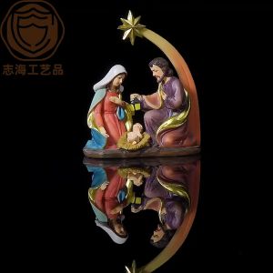 【Deal of the day】 Catholic Christmas Figurines Jesus Birth Manger Crafts Decor Christ Ornaments