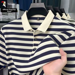 TUCANO | Mens Summer Thin Short Sleeve Stripe Polo Shirt