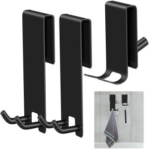 Bathroom Shower Door Back Hook Stainless Steel Over Glass Door Shower Towel Rack S-Shape Bathroom Bathrobe Hanger Holder Hooks