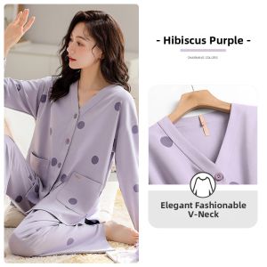 JIALEFEN | Autumn Suitable Cotton Plus Size Long Sleeve Sleepwear