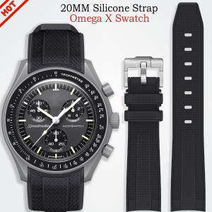 Soft Silicone Strap For Omega X Swatch MoonSwatch Speedmaster 20mm Watchband Curved No Gap Replacement Strap For MoonSwatch Band