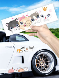 Cute Cartoon Cat Decal Sticker Creative Electric Motorcycle Scratch Cover Rear Window Bumper Hide Car Body Decorative Sticker